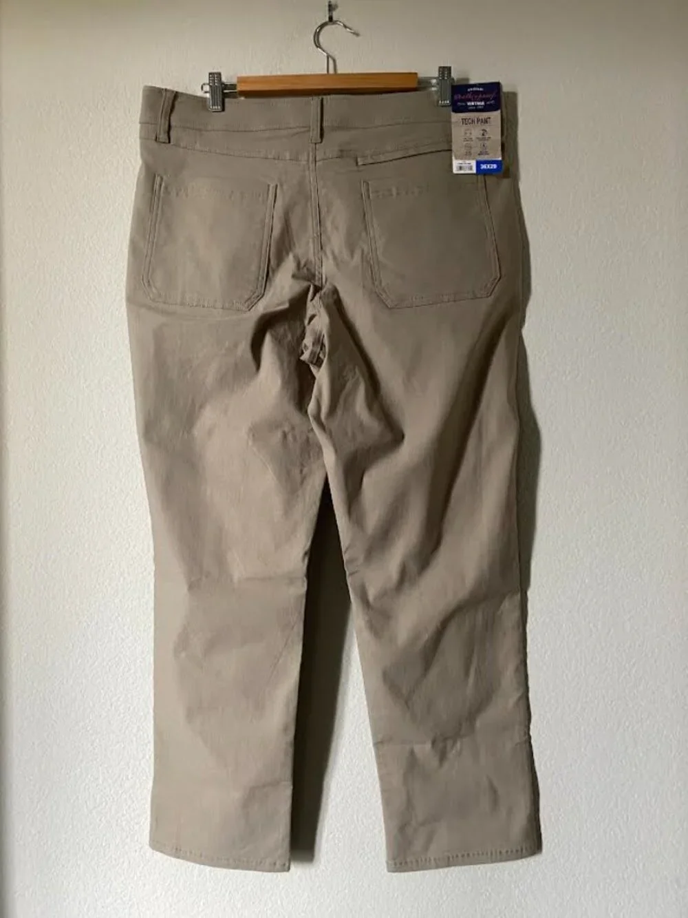 NWT Men's Weatherproof Vintage Straight Fit Water Resistant Tech Pant, Tan 36x29